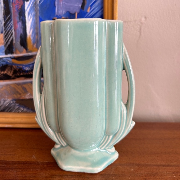 McCoy Art Deco Vintage Mint Green Vase - Picture 2 of 6